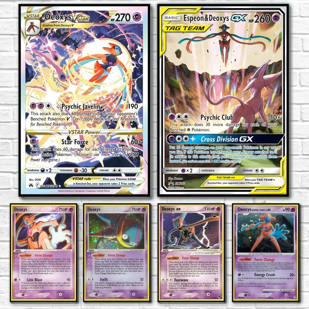 

Catoon Deoxys Japan Anime Rare Cards HD Poster Sticky Wall Art Printing Waterproof Home Living Bed Room Bar Aesthetic Decor