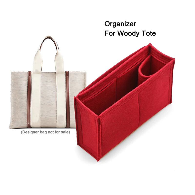 Sac de doublure de maquillage en feutre avec porte-gobelet pour femme, sac à main et fourre-tout de luxe, sac à main adapté au fourre-tout Woody