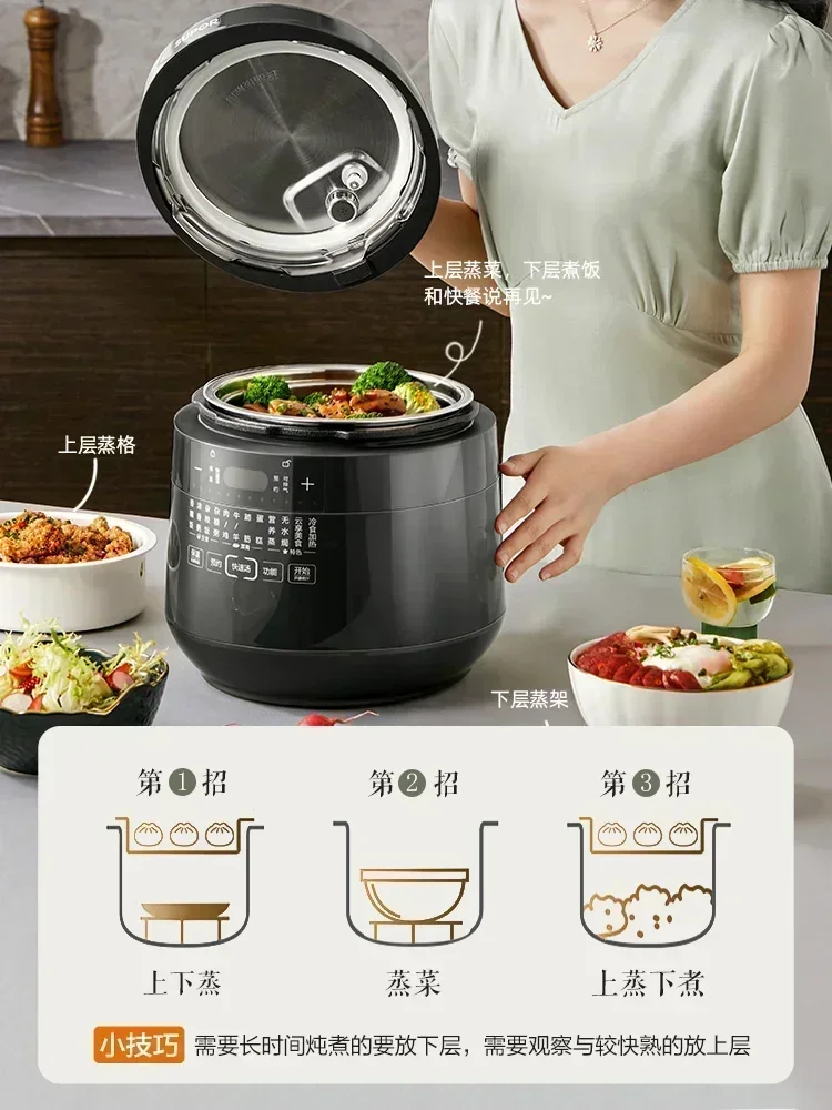 Household Electric Pressure Cooker - Smart Rice Cooker. Multi-function Double-deck. Fully Automatic Electric Pressure Cooker.