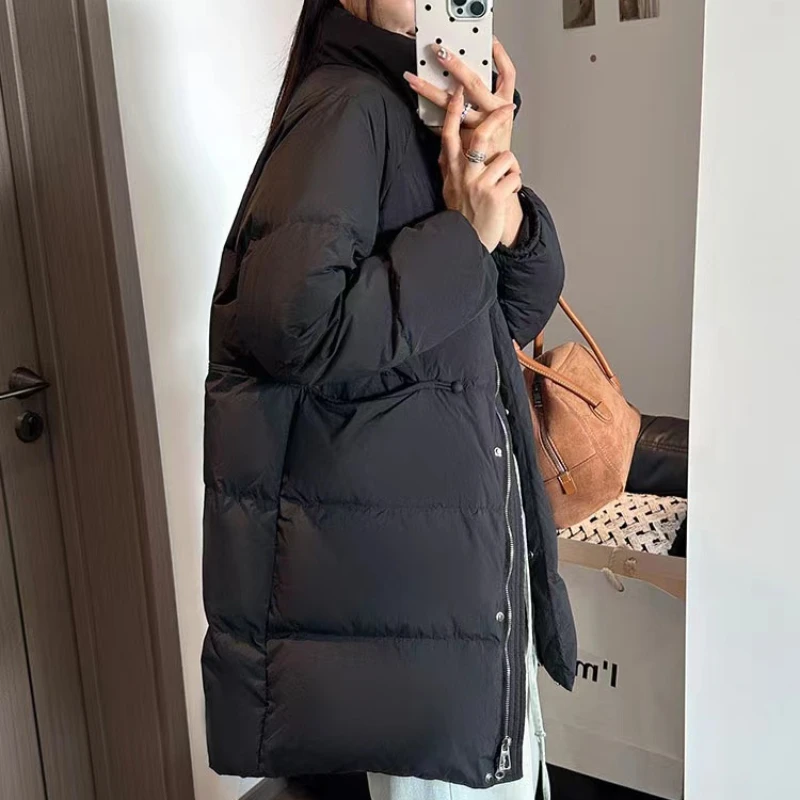 Winter Jackets Woman 2024 Mid-Length Coats Down Fashion Thick Quilted Parka Padded Simple Lapel Warm Outwear Winter Coat Female