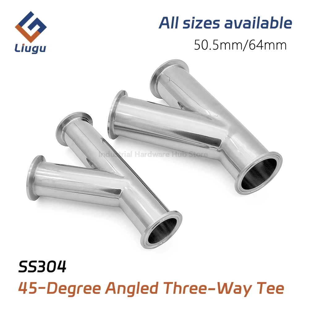 

Sanitary SS304 Inclined Y-shaped 3-way Tri Clamp Fitting,OD 50.5-64mm (1.5"-2") Hygienic Pipe Splitter,for Food/Beverage Brewing