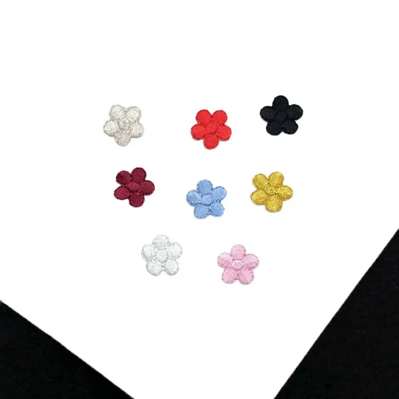 8PCS/1.5*1.5CM Mini Fabric Flower Applique Clothes Stickers,Tiny Plum Blossom Embroidery Iron On patches Decoration For Clothing