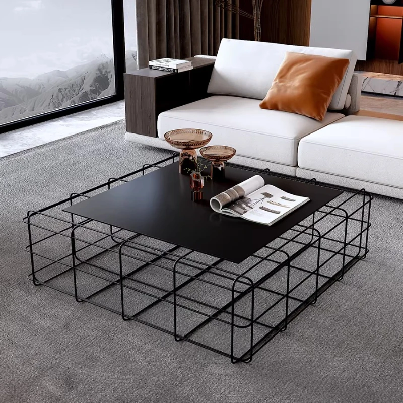 Luxury Modern Coffee Table Square Iron Glam Living Room Coffee Tables Books Minimalist Muebles Para El Hogar Home Furniture