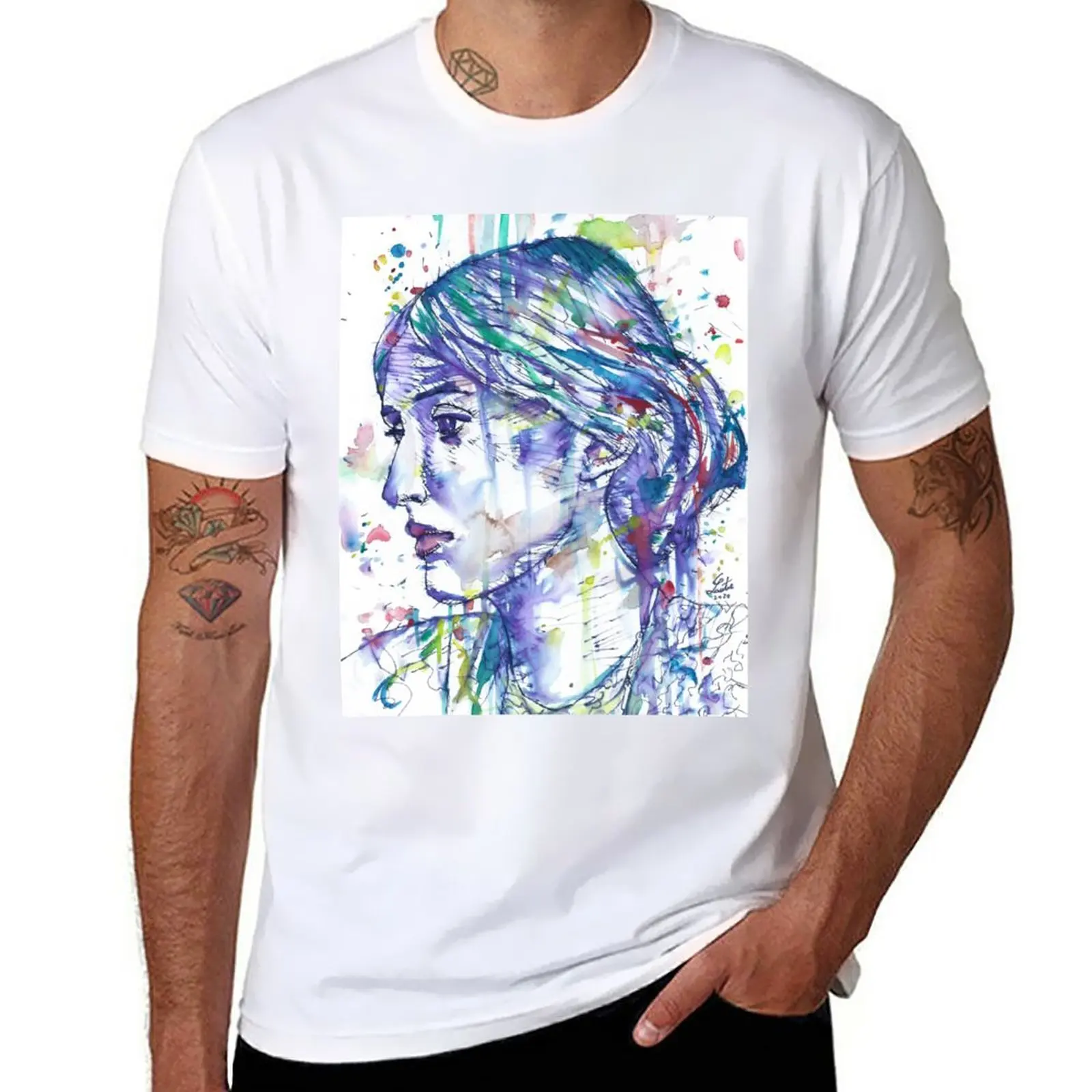 New VIRGINIA WOOLF watercolor and ink portrait.1 T-Shirt heavyweight t shirts quick drying t-shirt mens tall t shirts