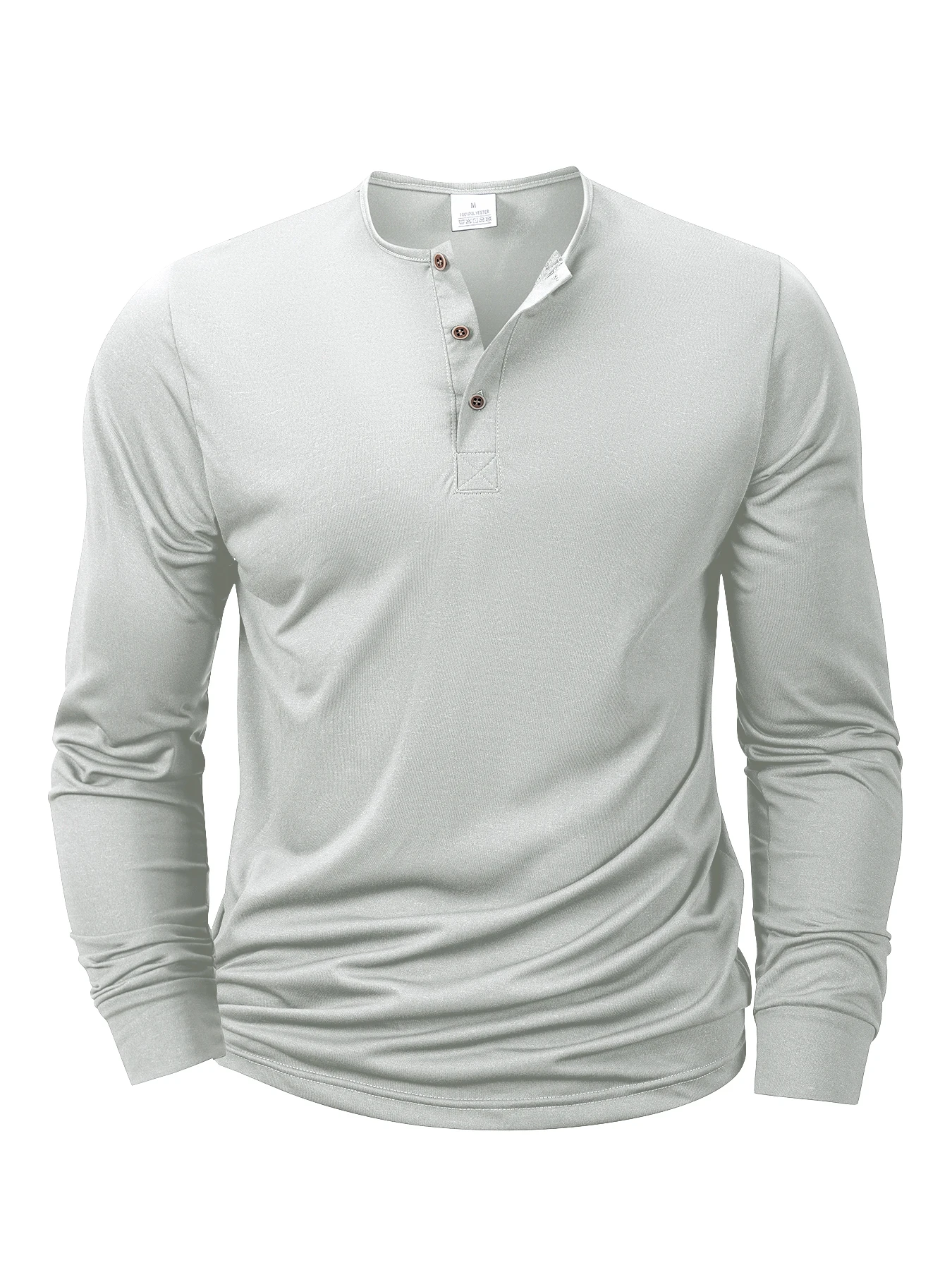 Men's Long Sleeved Henley Neck T-shirt Slim Fit Bottoming Shirt Fitness Tops Tees Button Neck Casual Cozy Tshirt image 5