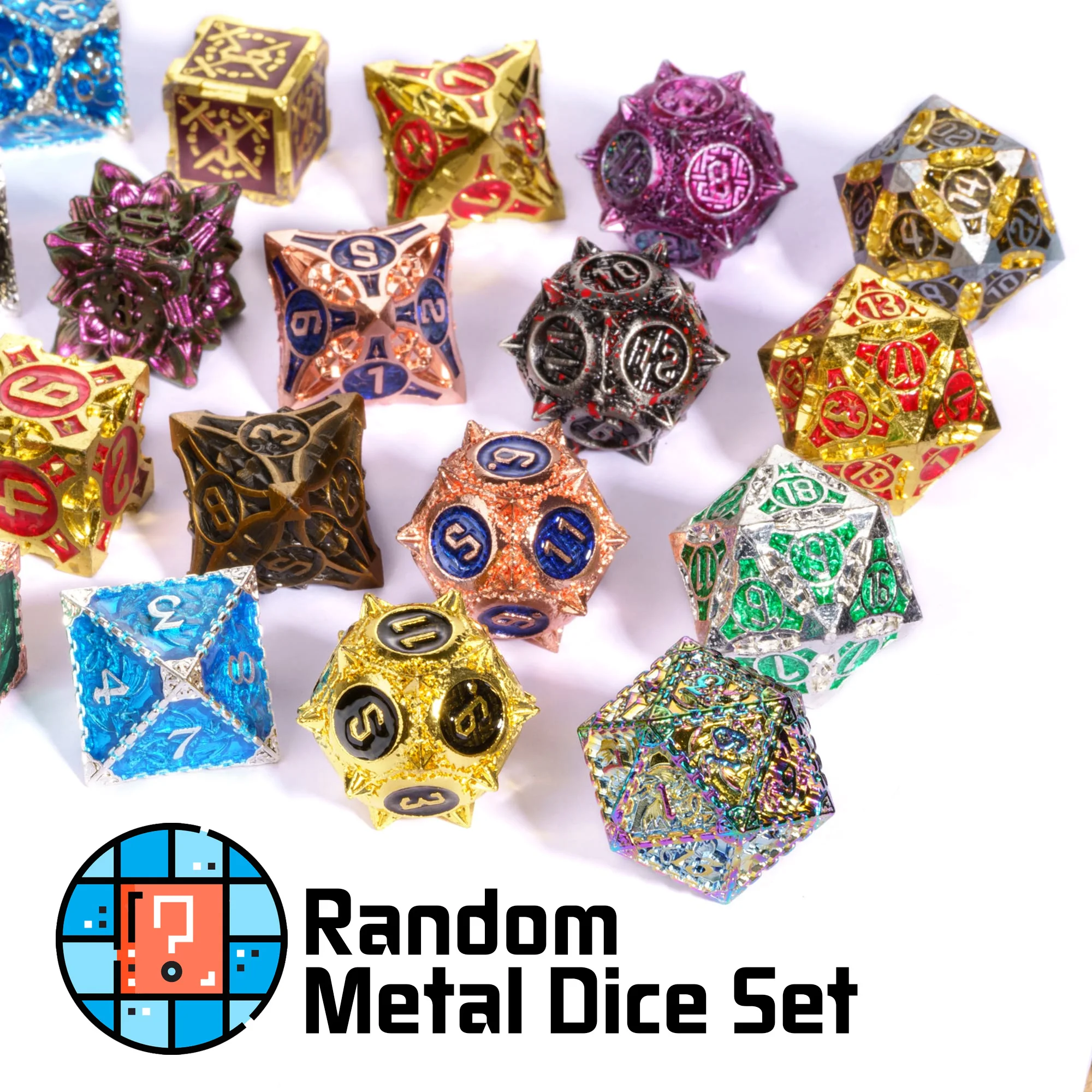 Unique Metal DND Dices Random 7Pcs Multi Style High Quality D4~D20 Polyhedral Dice Set for RPG Boardgame Lover Gift