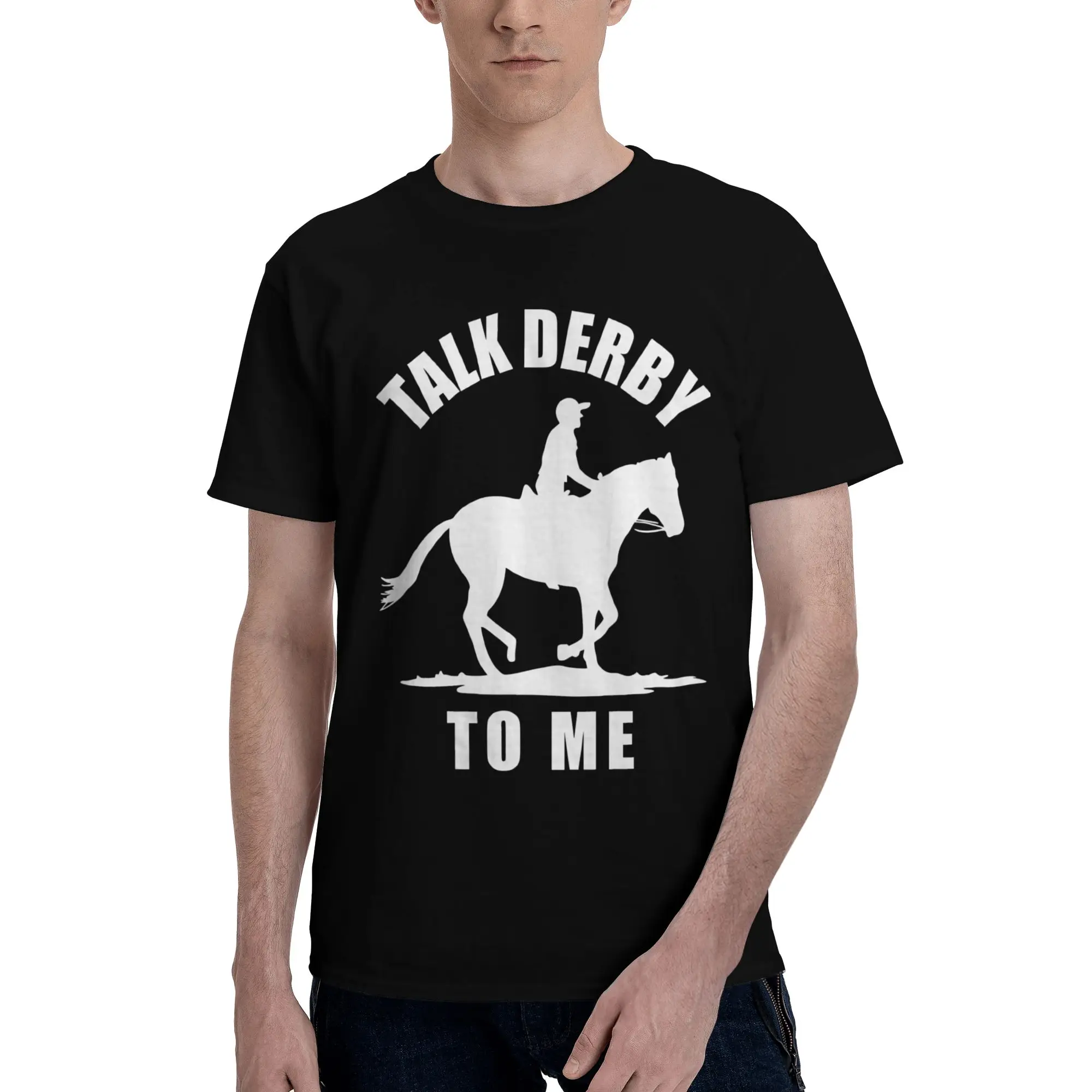 Camisetas para hombre con estampado de equitación, camisetas geniales con estampado de Derby To Me, camisetas de manga corta con cuello redondo, ropa única de algodón puro