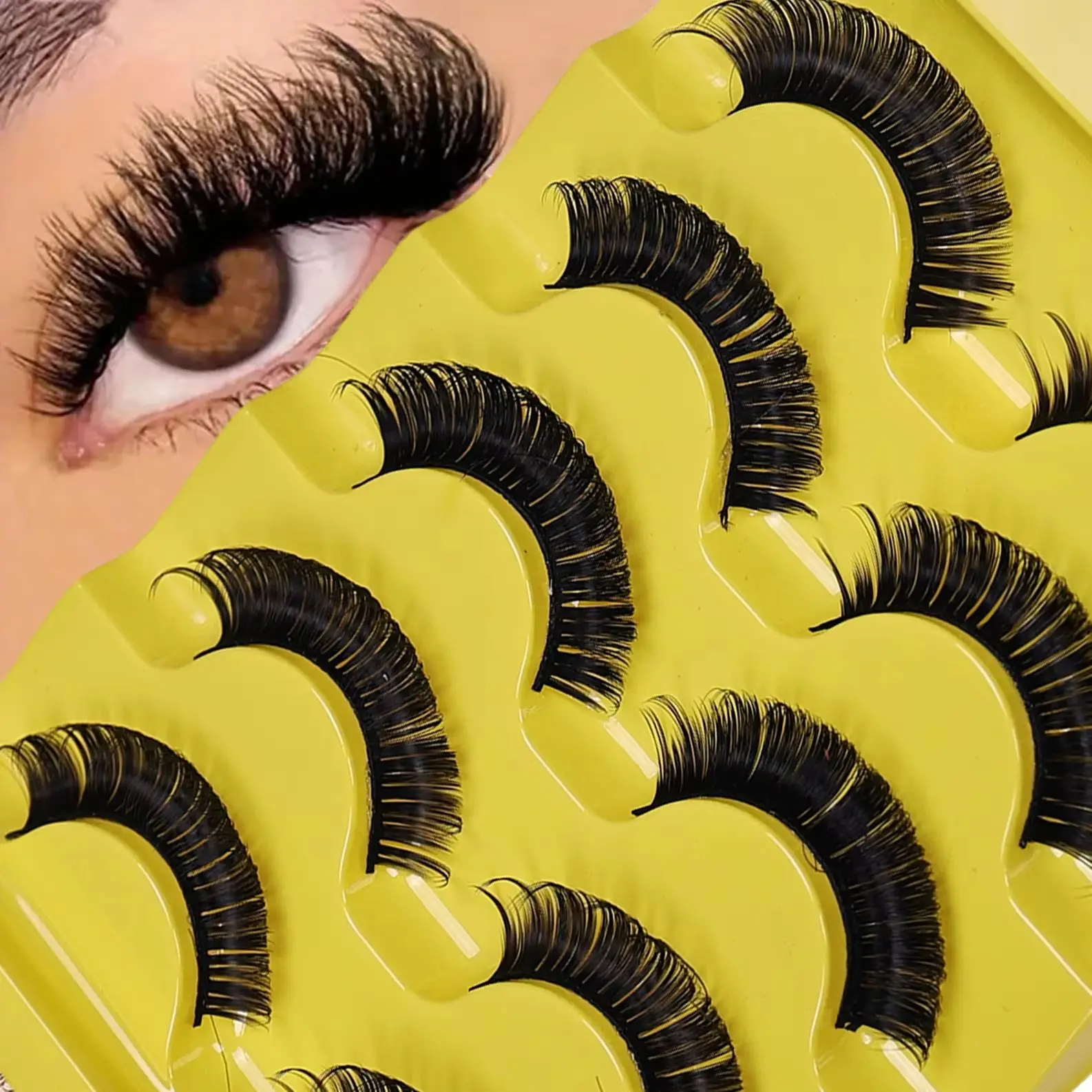 5 Paar DD Curl Wiederverwendbare Flauschige Russische Streifenwimpern Wimpernverlängerung für Volumen-Make-up