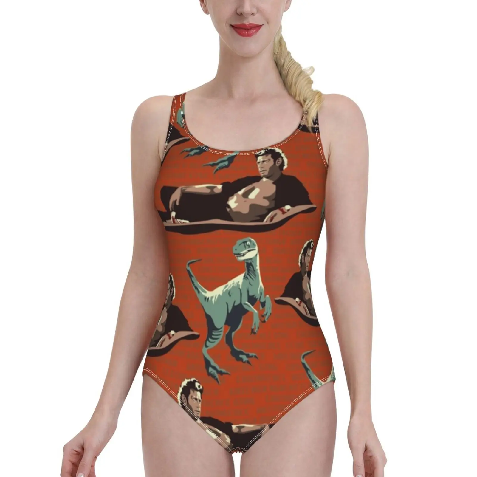 Geniuses Bodysuit One Piece Swimwear Women New Female Beach Swimsuit Bathing Suit Beachwear World Dna Velociraptor Raptor