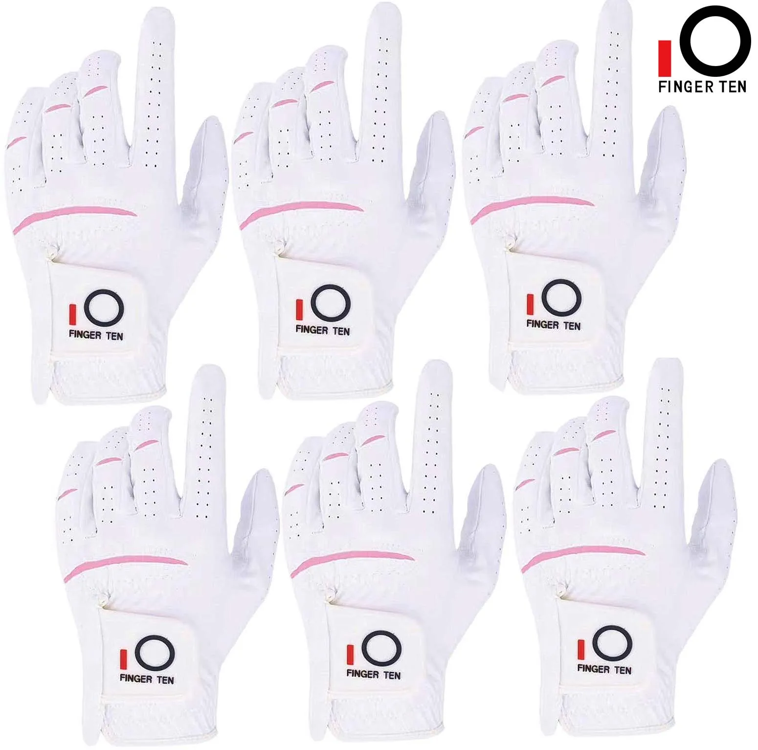 

6 Pack Non Slip Golf Gloves Women Cabretta Leather Ladies Breathable Rain Glove XS S M L XL Left Right Hand White Drop Shipping