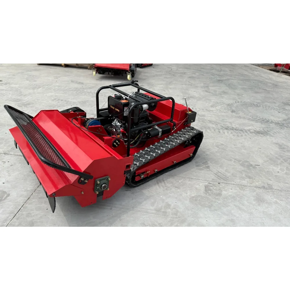 Hydraulic lift 20 horsepower tracked Industrial remote control lawn mower, high-power diesel weeding machine
