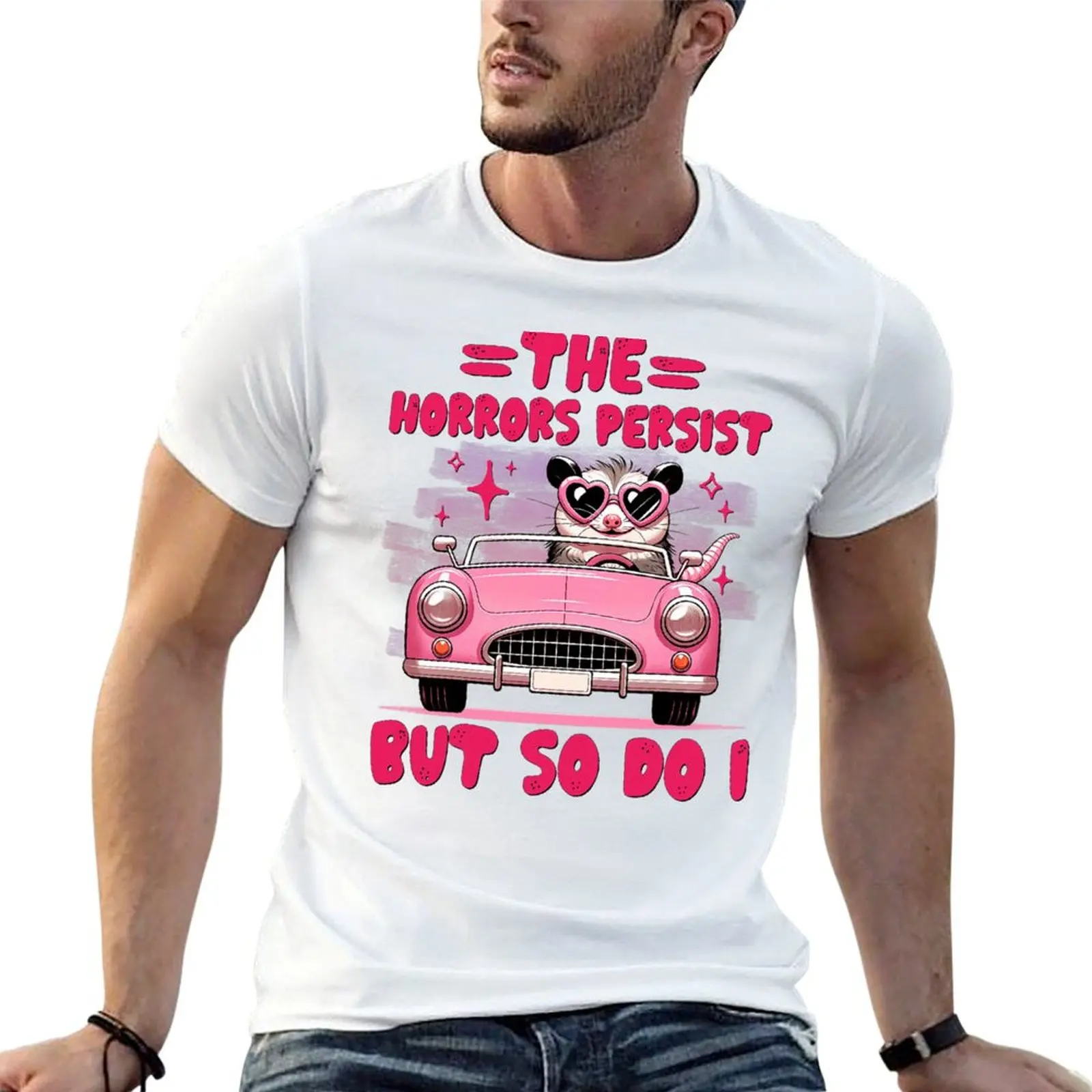 Les horreurs persistent, mais moi aussi, t-shirt drôle en coton pour homme, t-shirt de luxe pour homme