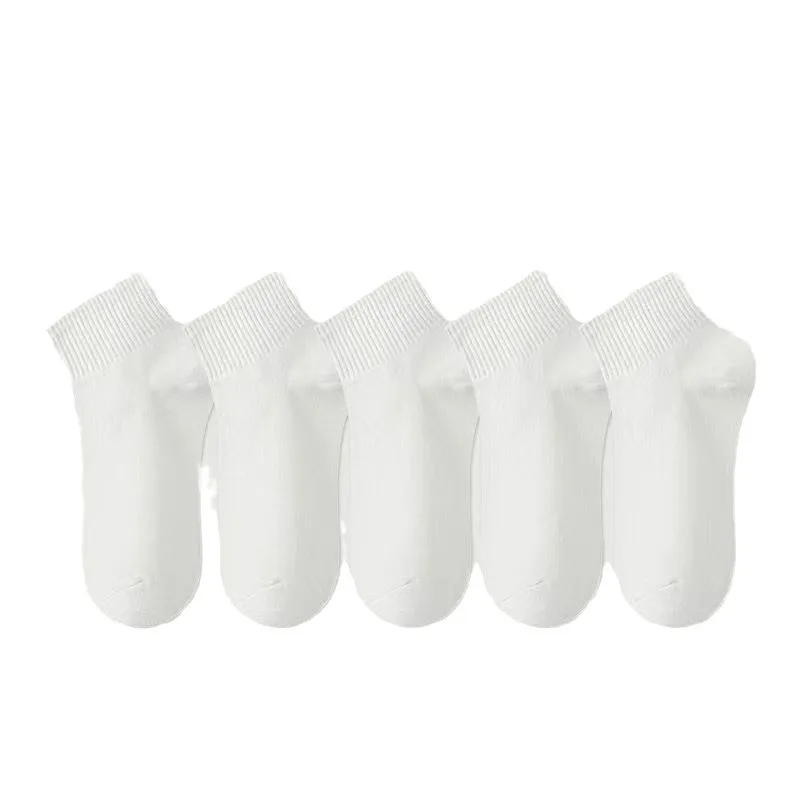 

10 пар случайных черно-белых носков базового цвета для детей, модные впитывающие пот носки-лодочки на весну и лето
