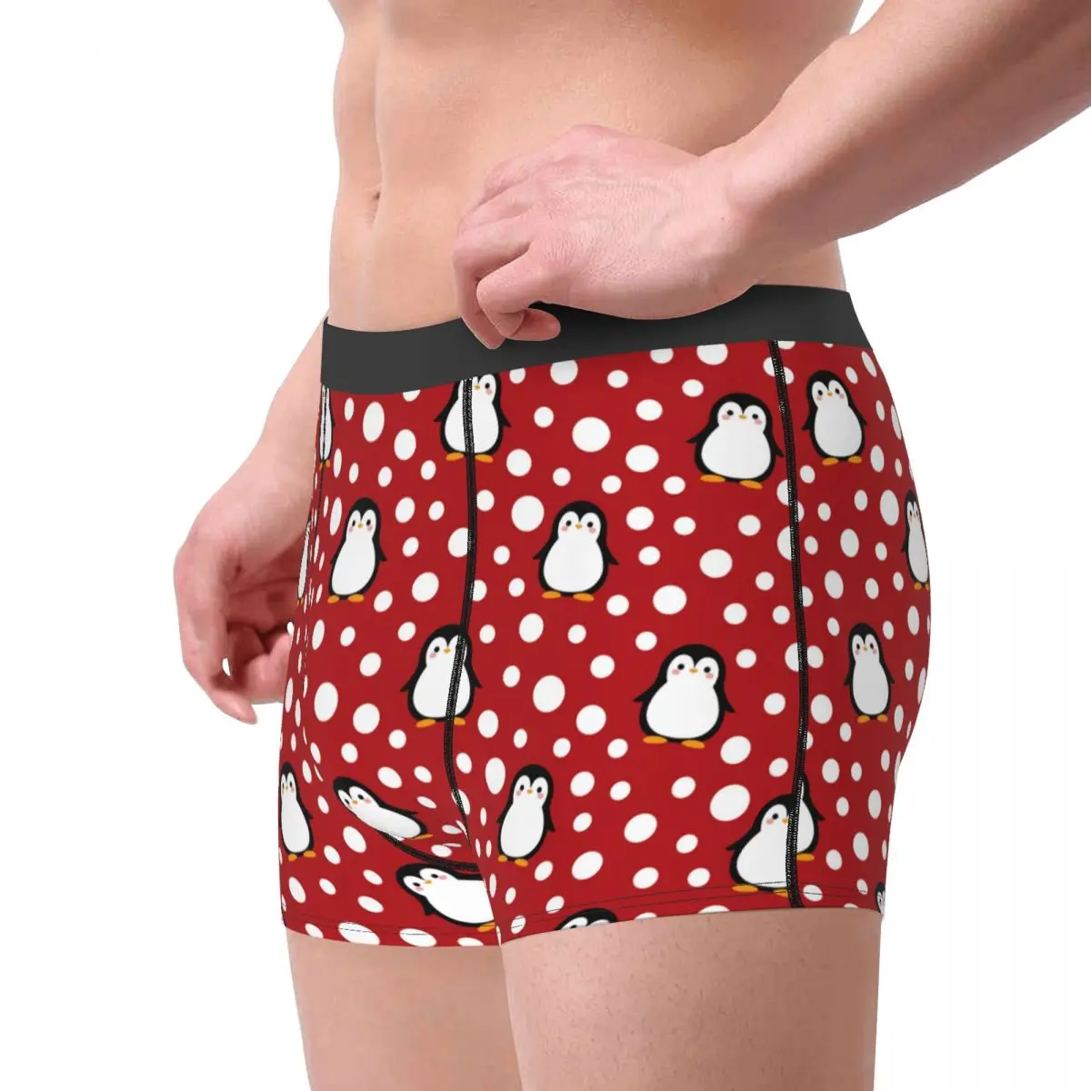 Boxer Cute Penguin Snow Cartoon Pattern Shorts Panties Men Underwear Christmas Cartoon Animal Soft Underpants for Male S-XXL