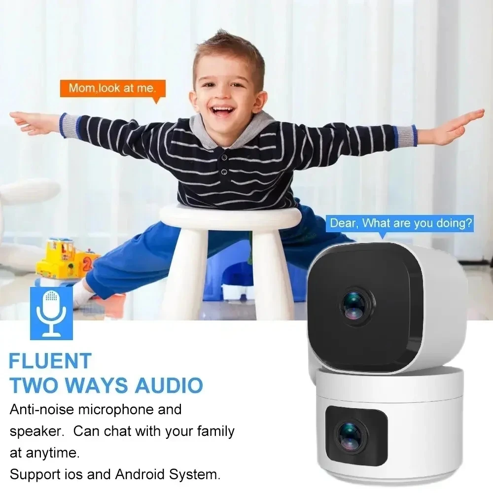 4MP Dual PTZ WiFi-camera Dual Lens Home Indoor CCTV-bewakingscamera Auto Tracking Beveiliging Baby