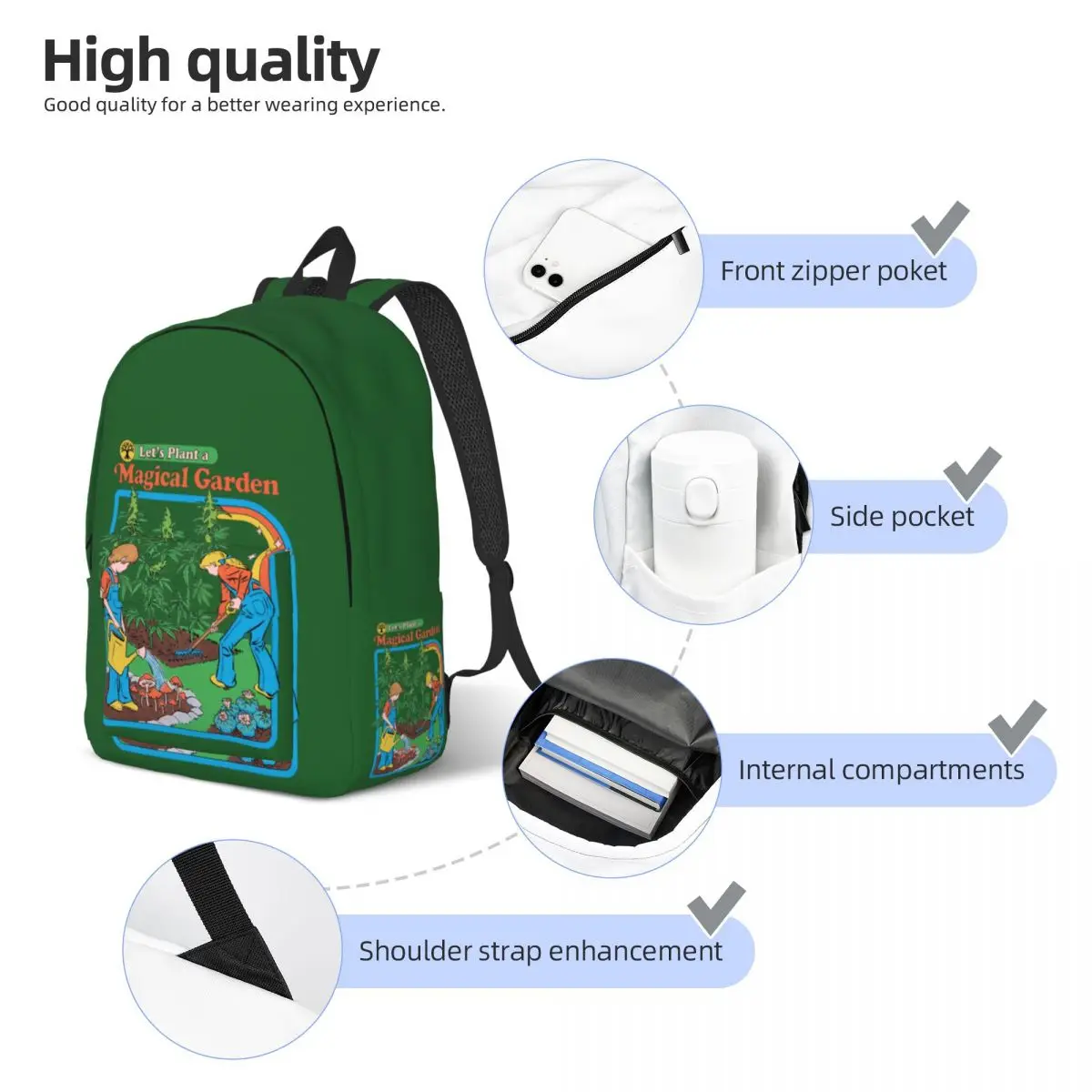 Arbor Day Magical Garden Tree Planting Backpack for Adult Teenage Student Daypack Occult Nostalgia Laptop Computer Canvas Bags