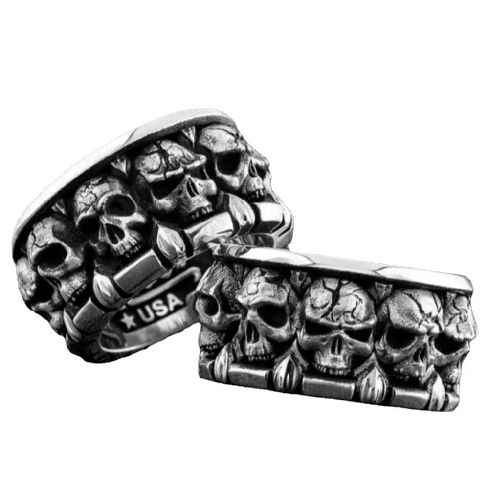 New Retro Fashion Trend Punk Metal Bully Skull Ring anello da dito da uomo e da donna Cool Street nicchia Birthday Party SimpleJewelry