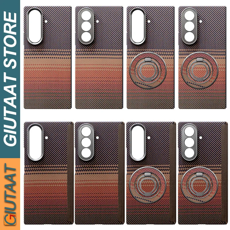 Real Carbon Fiber Case for Samsung Galaxy Z Fold 7 Kevlar Aramid Magsafe Magnetic Phone Case Ultra-thin Axis Hinge Cover Armor