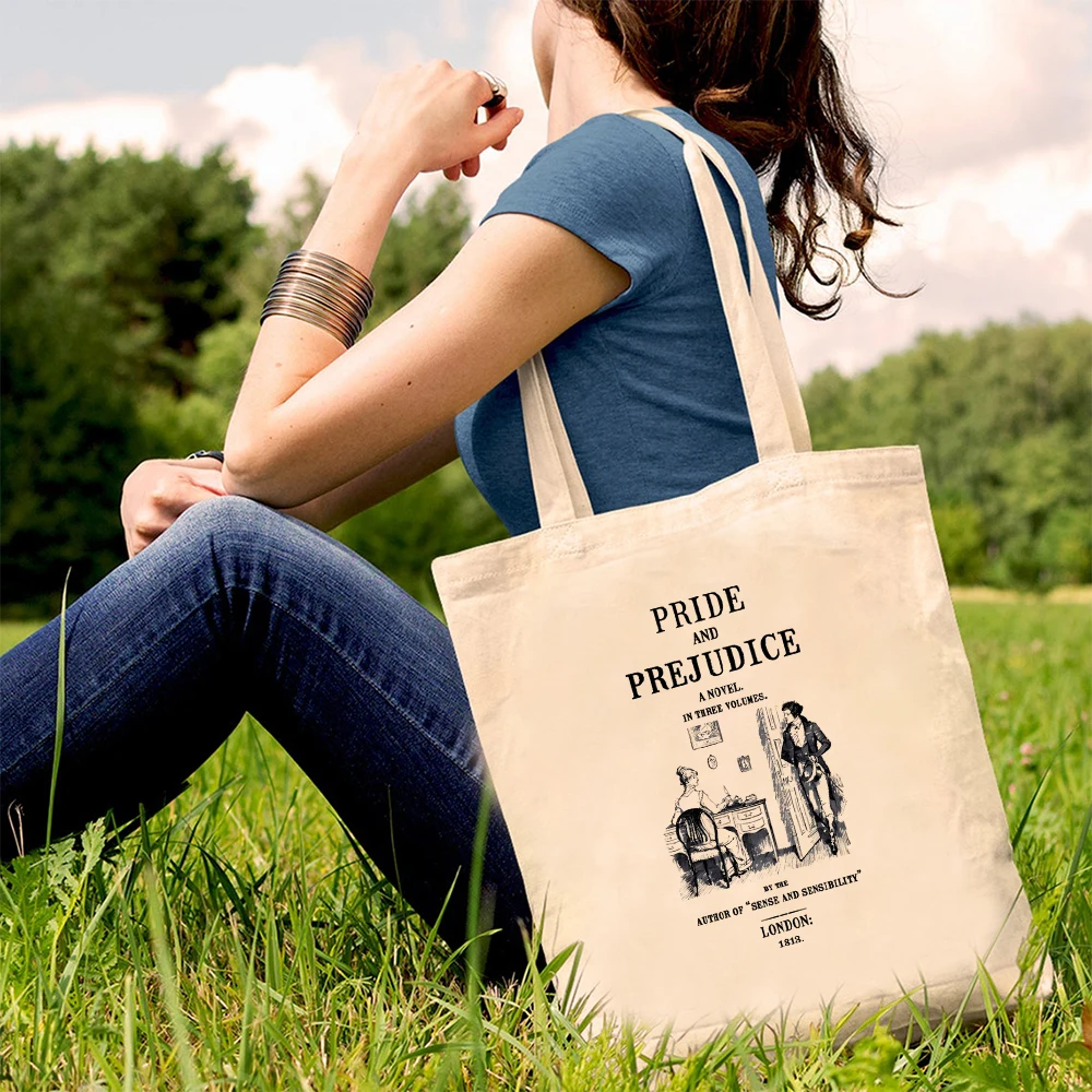 Jane Austen Tote Bags borsa per la spesa Vintage Pride and fortight Pemberley Mr Darcy Bookish Trravel Bag Book Lover Gift