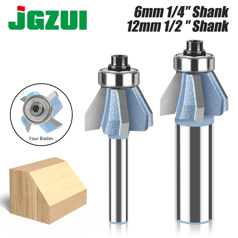 Chanfro Router Bit Bevel Edge Edging Fresa com Rolamento Superior Ferramenta de Corte de Madeira Ferramenta de Madeira 60 Graus z4