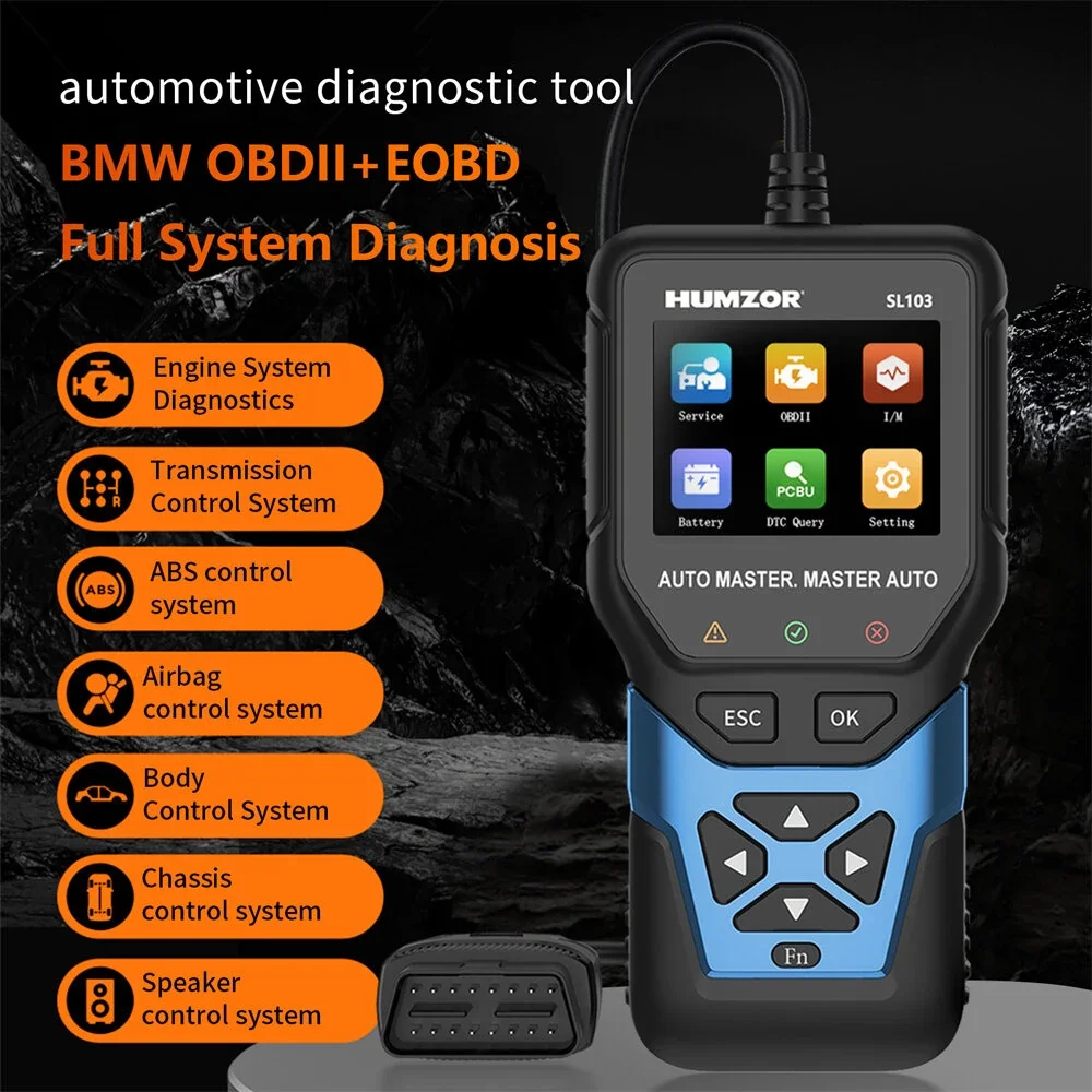 HUMZOR Car OBD2 Diagnostic Tool SL103 Scanner Full System Diagnostics Fault Code Lookup Vehicle Data Stream