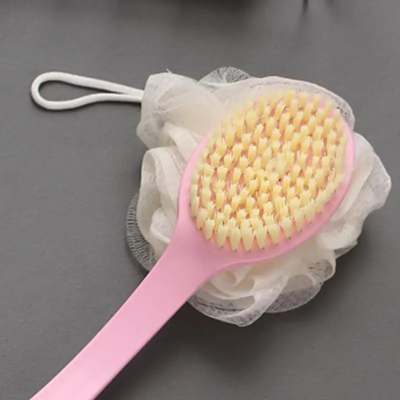 Rubber Bath Brush Long Handle Soft Hair Bath Brush Back Rubbing Body Scrubbing Exfoliating Massage Skin Care Tools