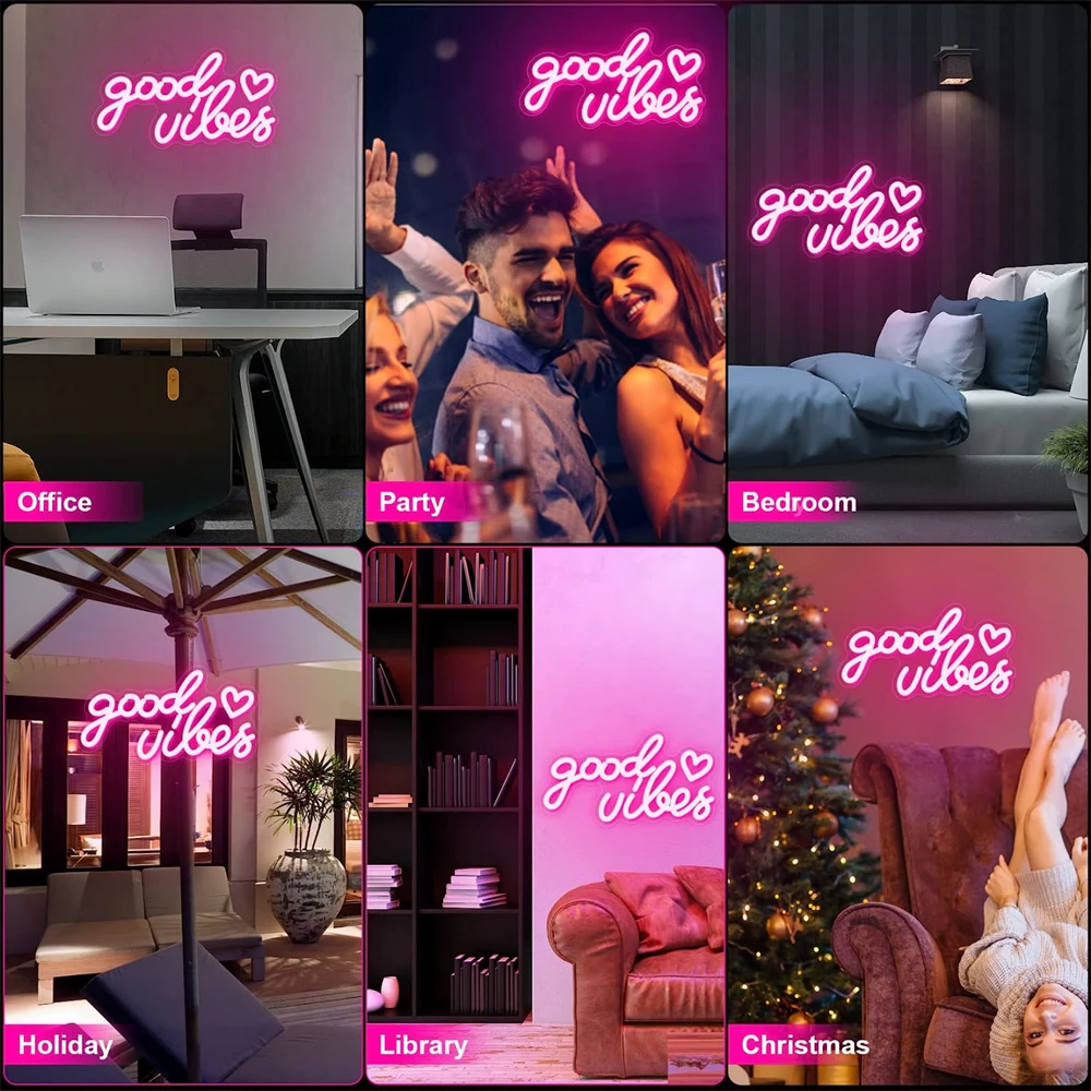 Good Vibes Neon Sign Pink Bedroom Decor Room Wedding Decor Wall Sign Led Neon Light Home Decor Birthday Gifts Neon Night Lights