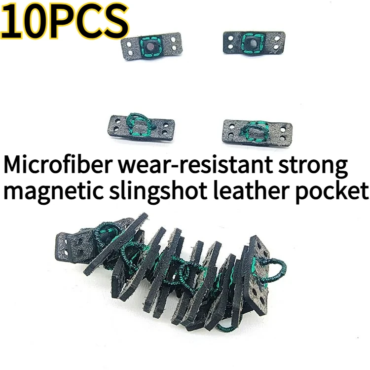 

10PCS Ultra Fiber Wear-resistant Double Hole Round Leather D-ring Strong Magnetic Slingshot Leather Pocket