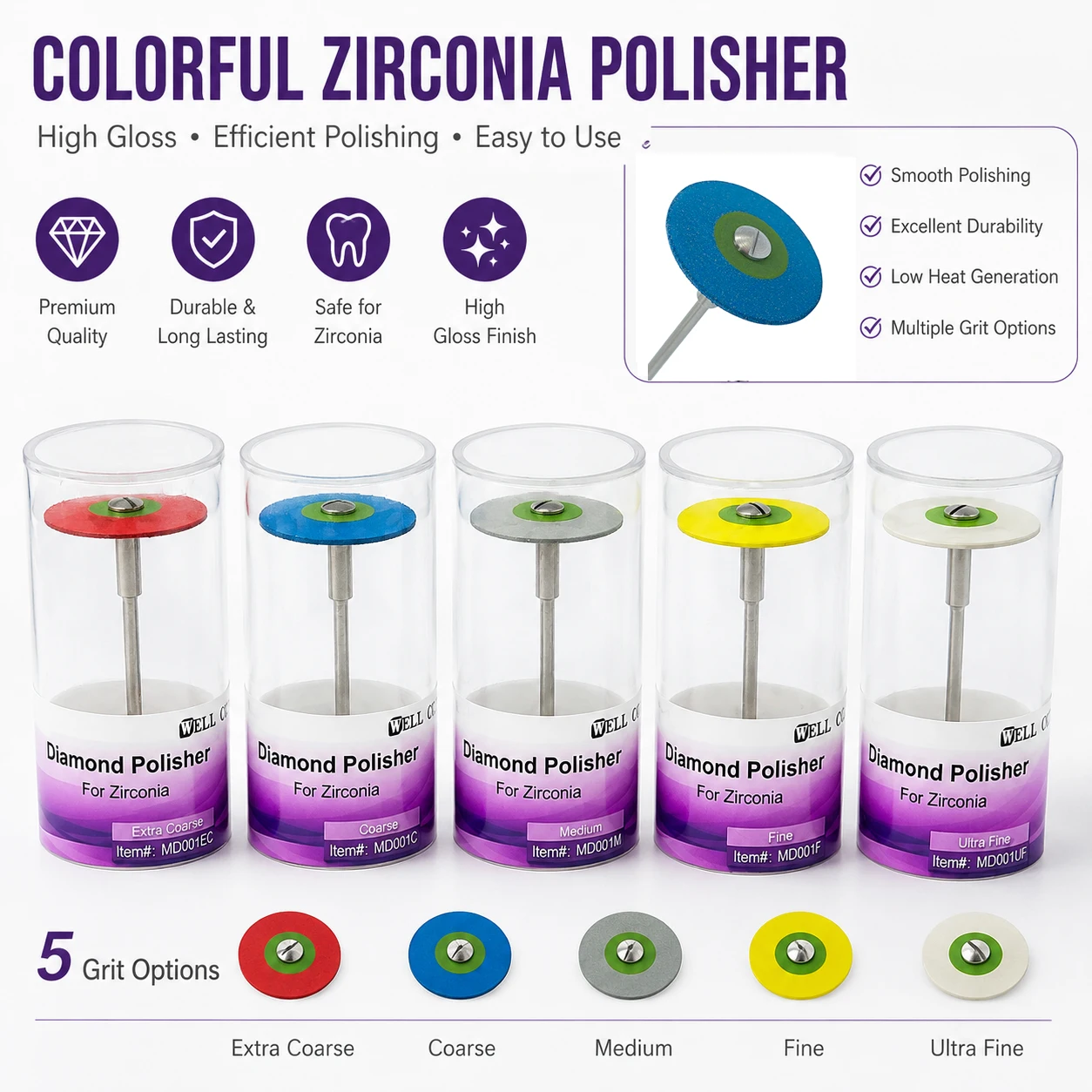 Tomenty Dental Rubber Diamond Polisher Wheel Disc For Porcelain Zirconia Restorations 26mm Dental Lab Polisher