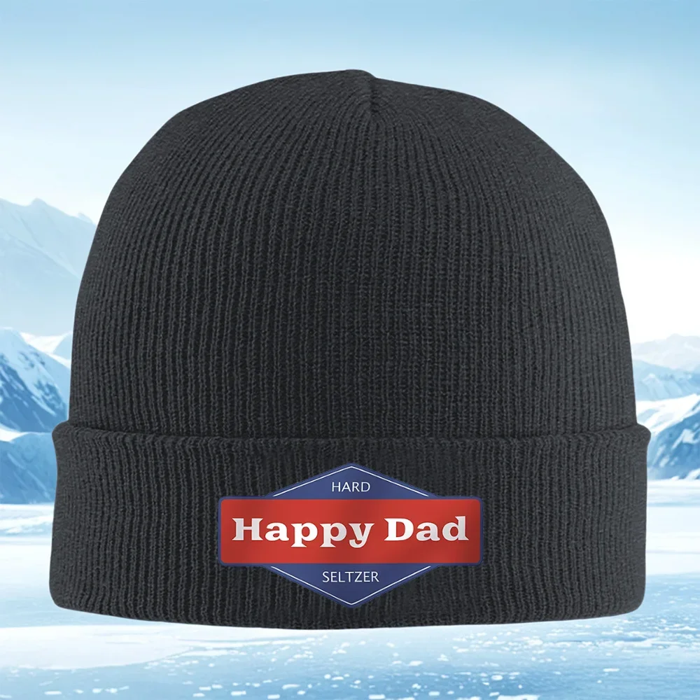 Gorro de punto unisex con logo Hard Happy Dad Seltzer 2026 para hombre y mujer, gorro de invierno térmico cálido para Navidad y actividades al aire libre