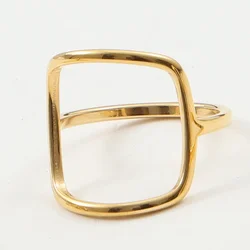 2024 New Hollow Clover Square Large Ring for Women PVD Gold Plated Stainess Steel Ring