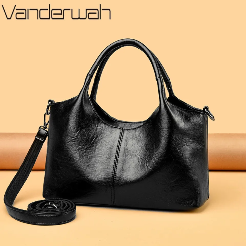 

Large Capacity Soft Leather Handbag Fashionable Versatile Single Shoulder Crossbody Mom Bag Retro Style Women's Bag Sac A Main