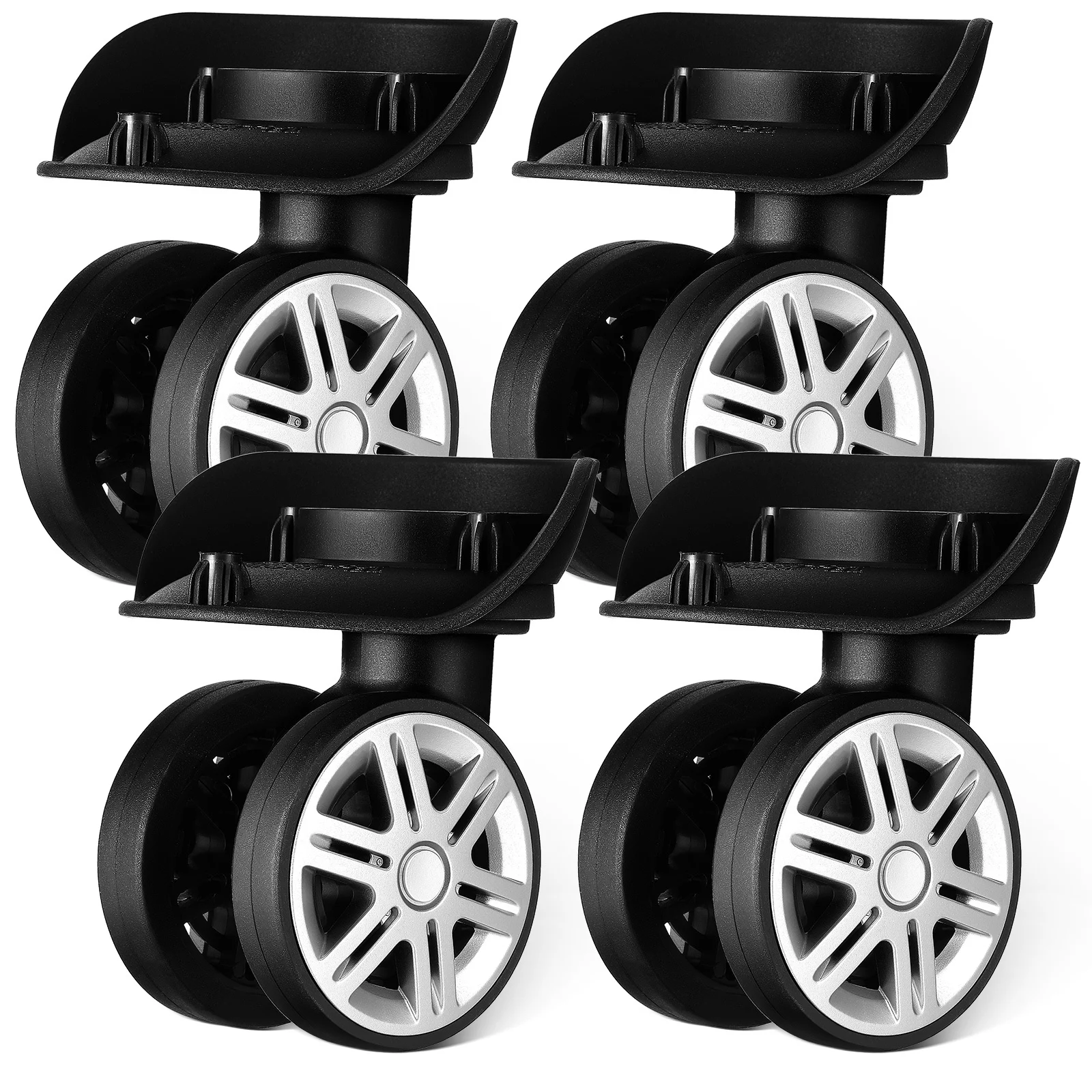 

4Pcs Luggage Replacement Wheels ABS Dual Row Suitcase Caster Quiet Smooth Universal Trolley Heavy Duty Luggage Repair Kit