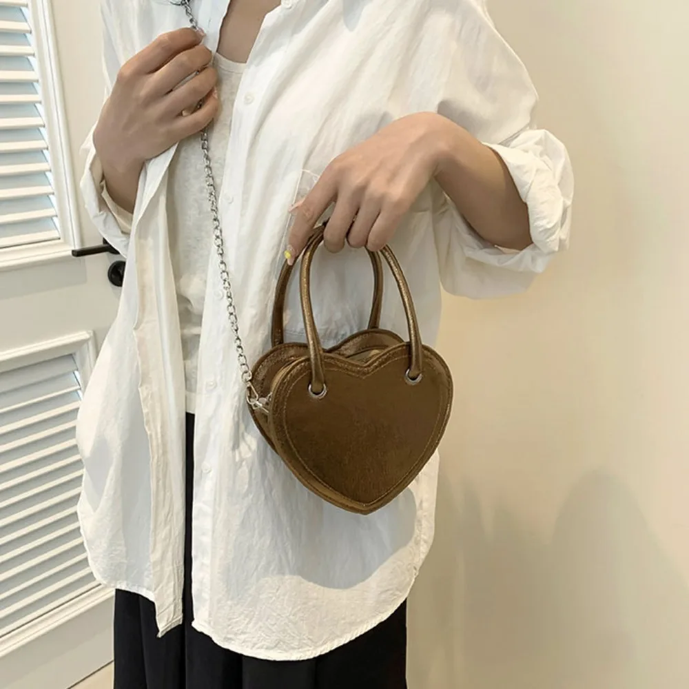 Trendy Heart Shape Shoulder Bag Handbag Daily Commuting Bag Casual Chain Messenger Bag Travel Beach Bag Underarm Bag