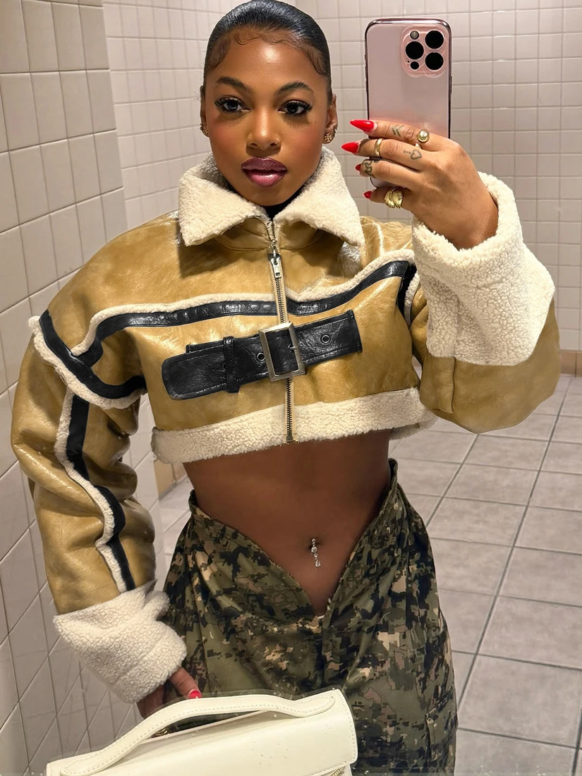 

Weird Puss, модный длинный воротник-свек, женский уличный топ из искусственной кожи с застежкой-молнией, универсальный топ, повседневная модная верхняя одежда