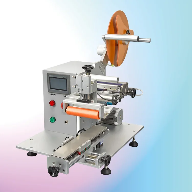 Small Automatic Labeling Machine for Canning Glass Jars Manual Driven Tabletop with Flat Plane Top for Paper Packaging