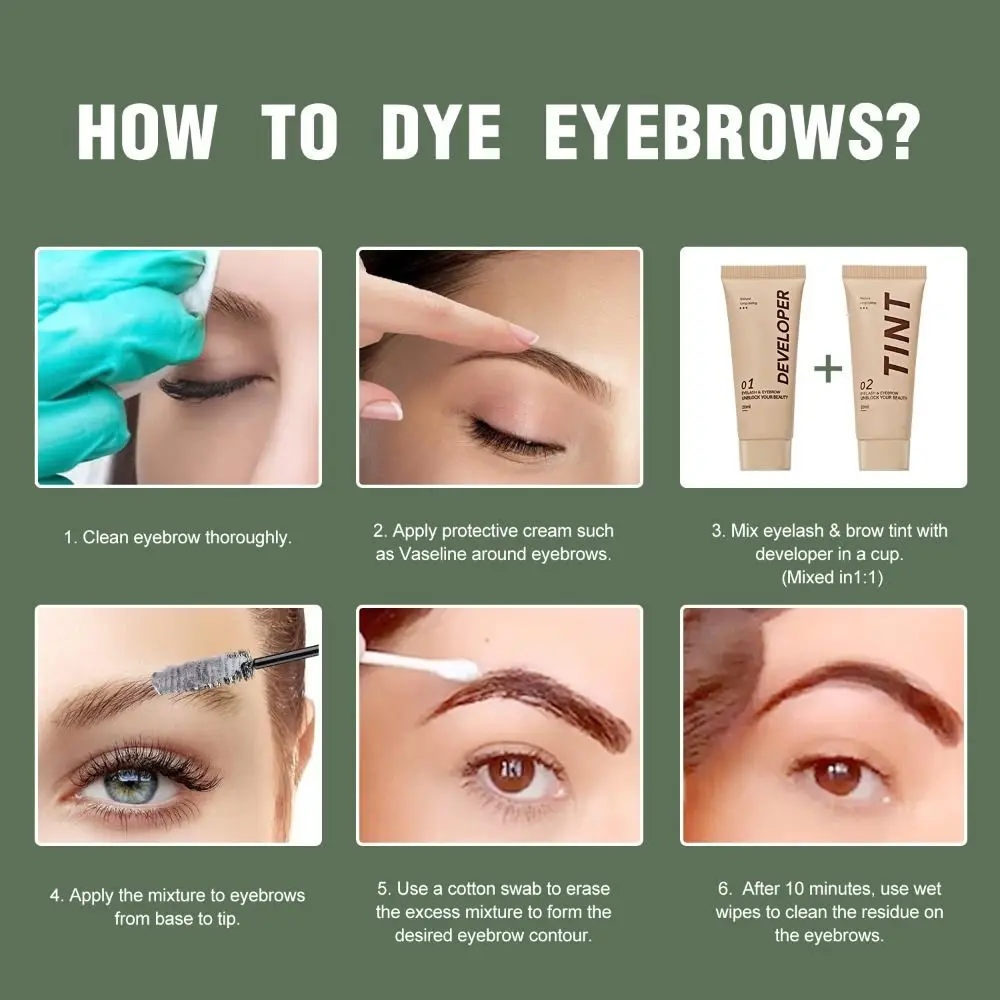 New Long Lasting Lash Color Kit Waterproof Natural Color Fast Dye Kit Black Color 2 In 1 Eyelash Eyebrow Color Kit