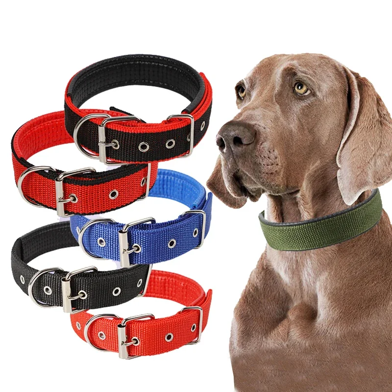 Durable Padded Puppy Big Dog Collars for Small Large Dogs Adjustable Nylon Collar Pet Accessories Greyhound Wheeling Supplies