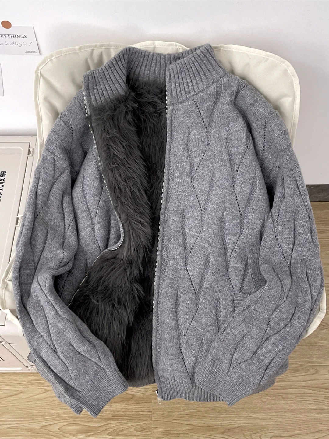 

Мужской вязаный кардиган на молнии спереди с подкладкой Thi, зимний теплый свитер с воротником-стойкой, длинный свеч, американский бренд Sle Faion