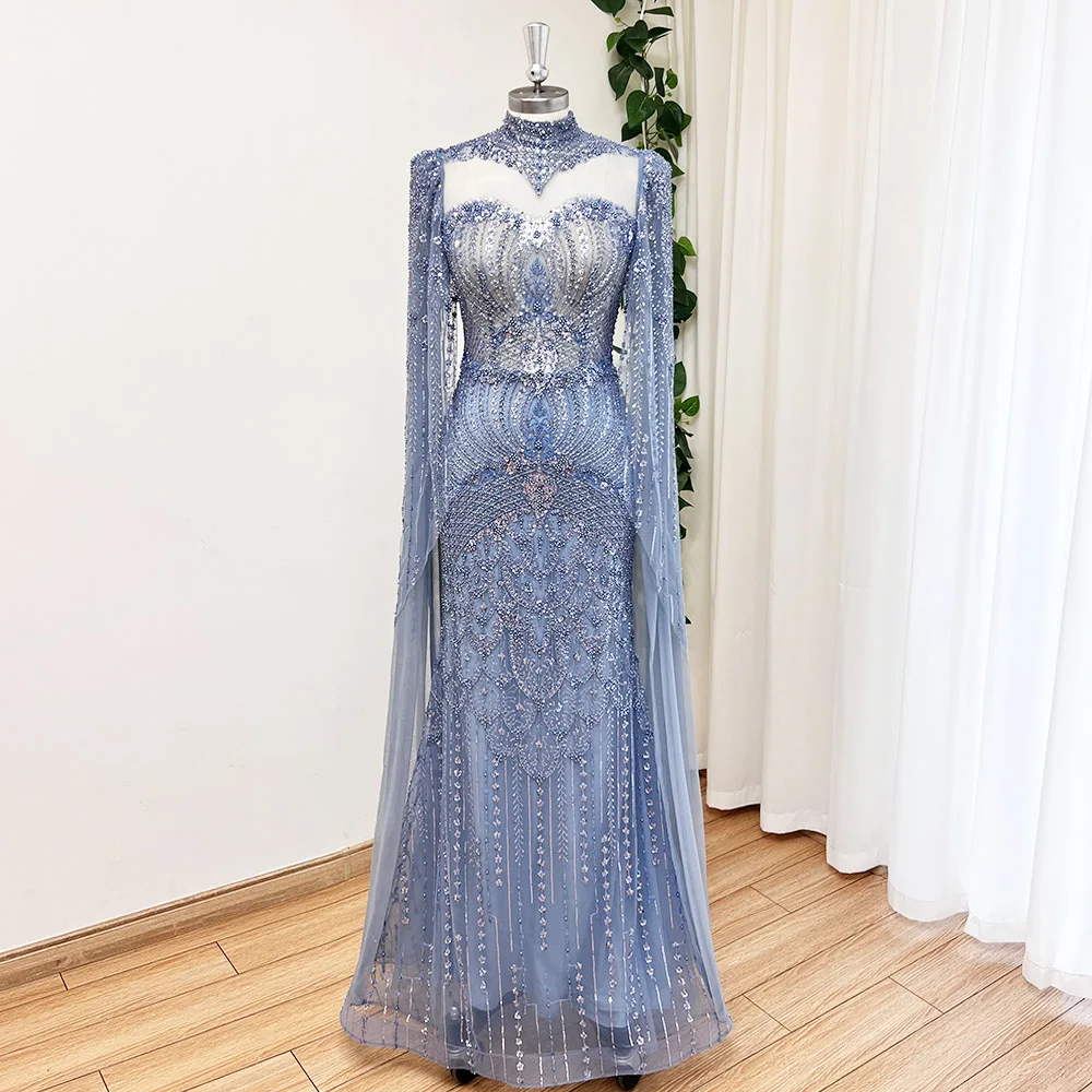 Alinovia Elegant Dubai Mermaid for Women 2025 High Neck Crystal Formal Prom Wedding Pary Gowns Evening Dress Customized