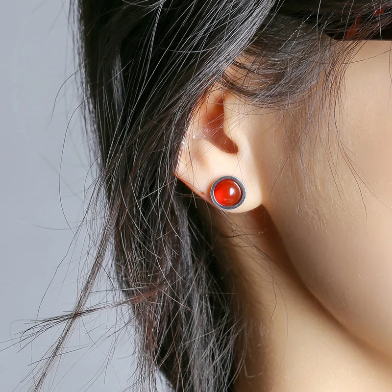 2026 Natural Stone Earrings Healing Crystal Quartzs 10mm Round Beads Steel Stud Fashion Ear Jewelry for Women Girl Wholesale