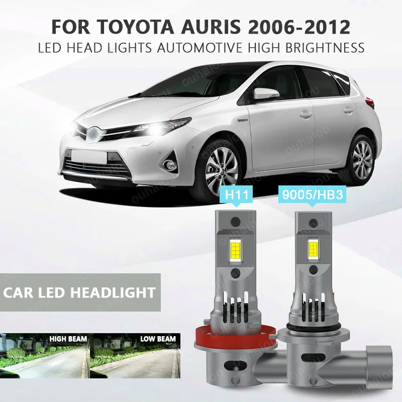 

For Toyota Auris 2006-2012 2pcs LED Headlights 9005 HB3 H11 H9 High Low Beam Bulb White