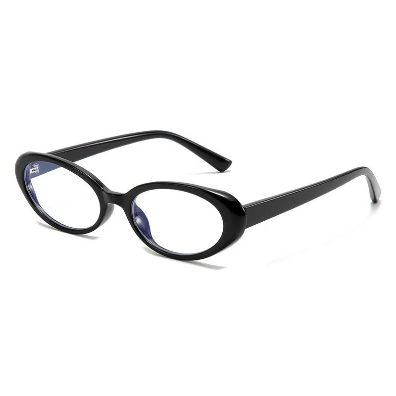 Vintage Glasses Women Oval Blue Light Glasses 2000S Y2K Computer Glasses Unisex Anti-blue Light Glasses Black Frame Flat Glasses