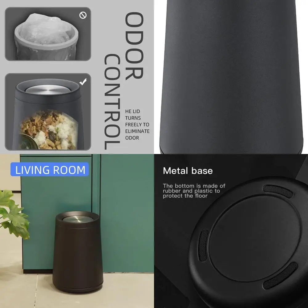 

Modern Brushed Stainless Steel Swing Lid Trash Can, 10L, Suitable for Home and Office, Kitchen, Living Room, Bedroom Use