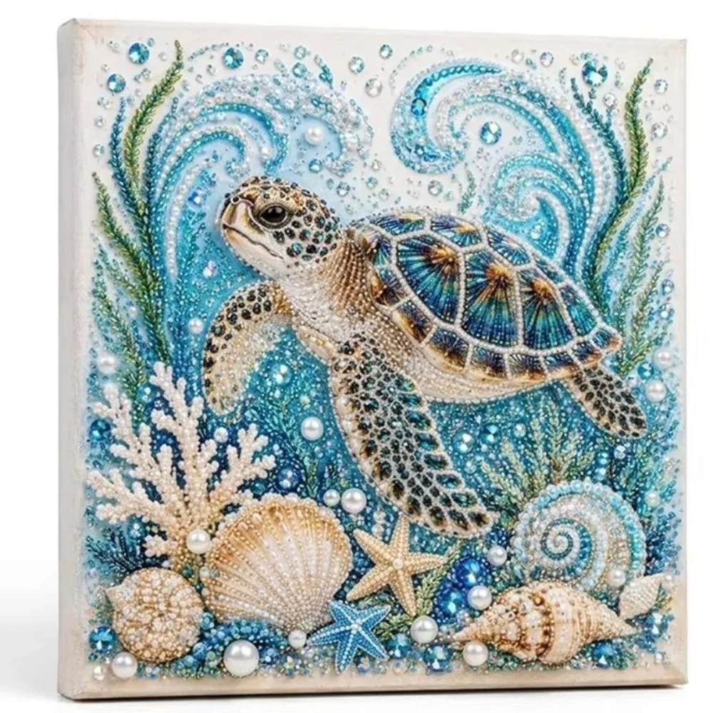 Coastal Style Ocean Theme Pearl Art DIY Kit Sparkling Whale Ocean Diamond Art Set Durable Turtle Octopus DIY Pearl Painting Kit