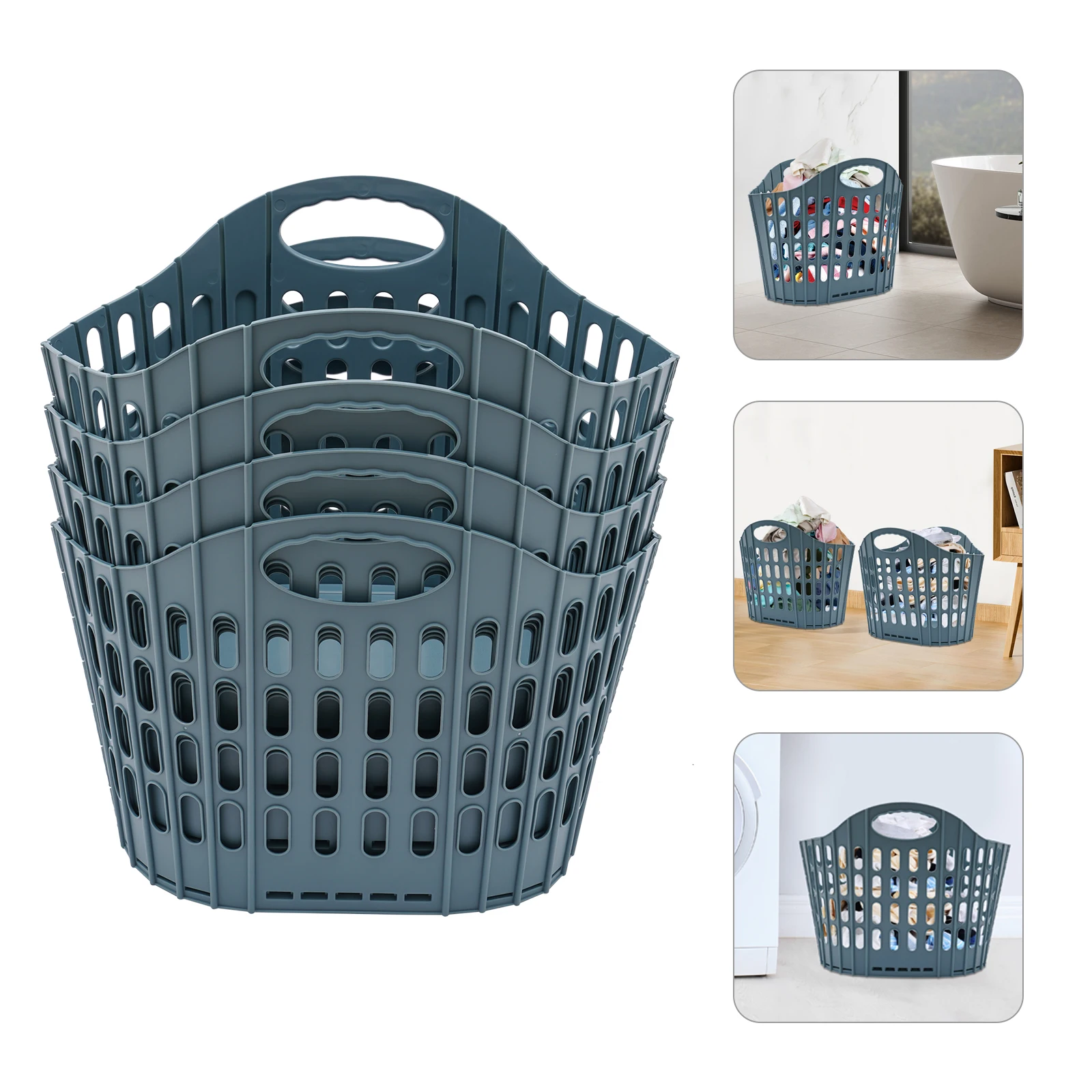 4PCS Foldable Dirty Clothes and Toy Storage Basket - Blue