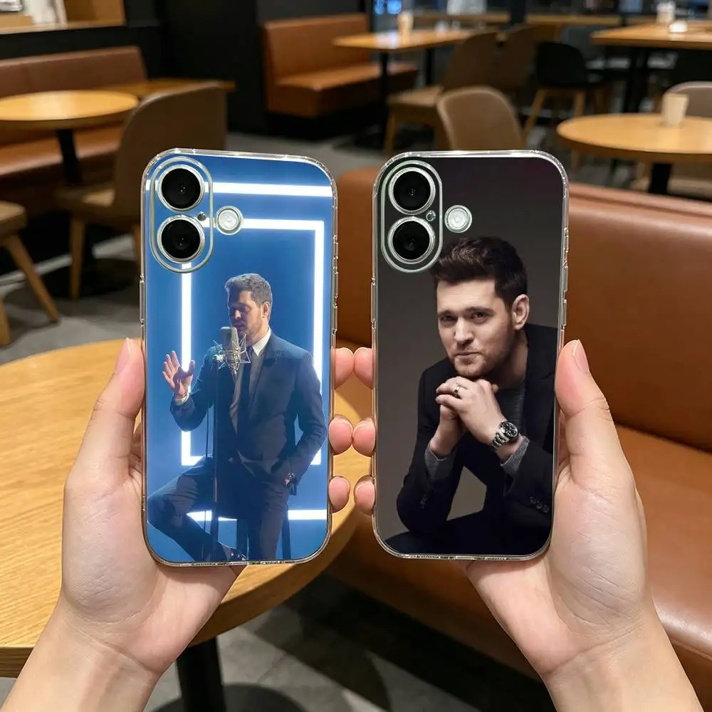 Funda Transparente Antigolpes para Teléfono M-Michael Buble para iPhone 17, 16, 15, 14, 13, 12, 11 Plus, Pro Max