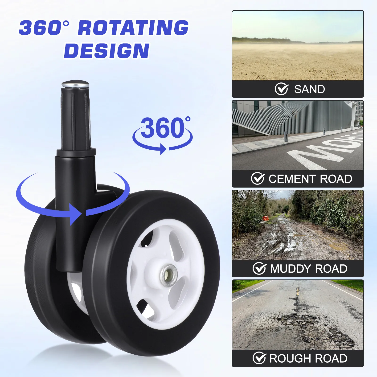 4Pcs Baby Stroller Wheel Replacement Quiet Wear Resistant Plastic Casters for Walker Toddler Infant Stroller Accessories