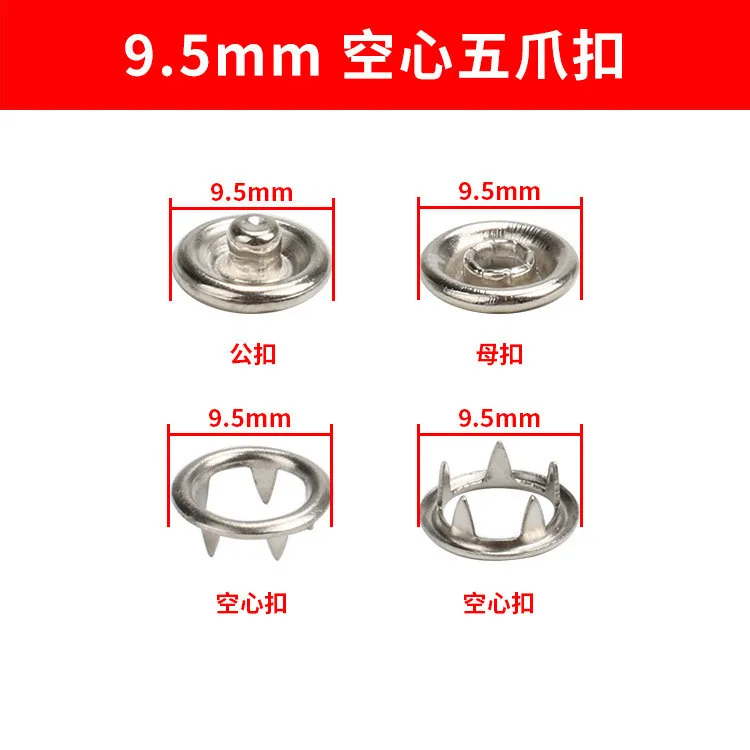 Manuelle Installation von Metall-Druckknopf-Formstanzen, Werkzeuge für handgefertigte Pressmaschinen mit silbernem Knopf, 60er-Set, 7,5 mm, 9,5 mm, 11 mm – Detail 4