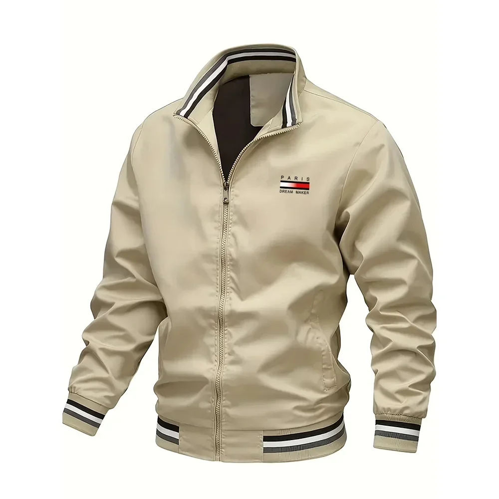 

Men's Jacket, Oversized Autumn Stand-up Collar Zippered Outdoor Coat, Sun Protection and Windproof Jacket, Baseball Jacket Top